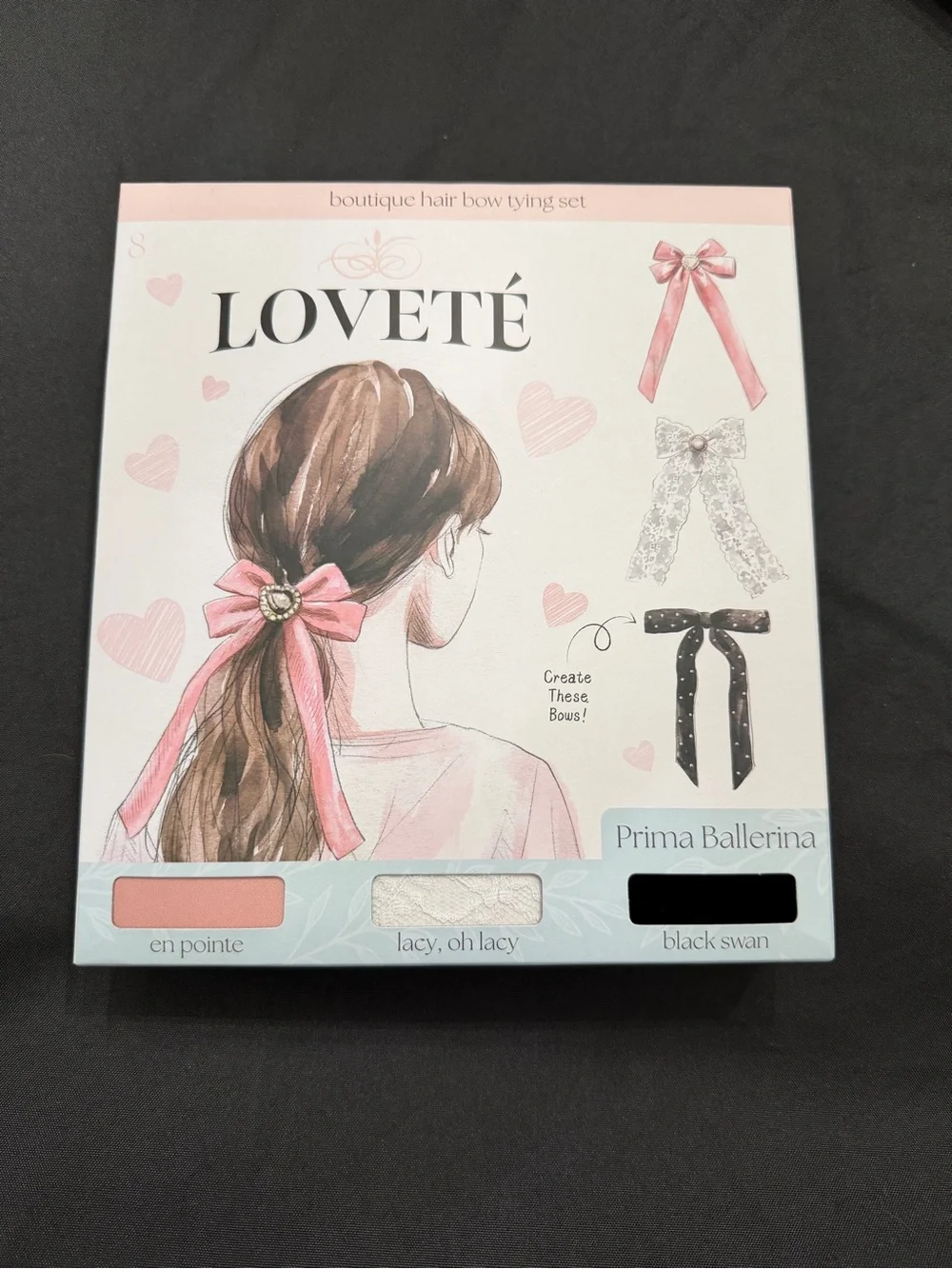 Loveté Prima Ballerina Hair Bow Tying Set - Pink, White, Black